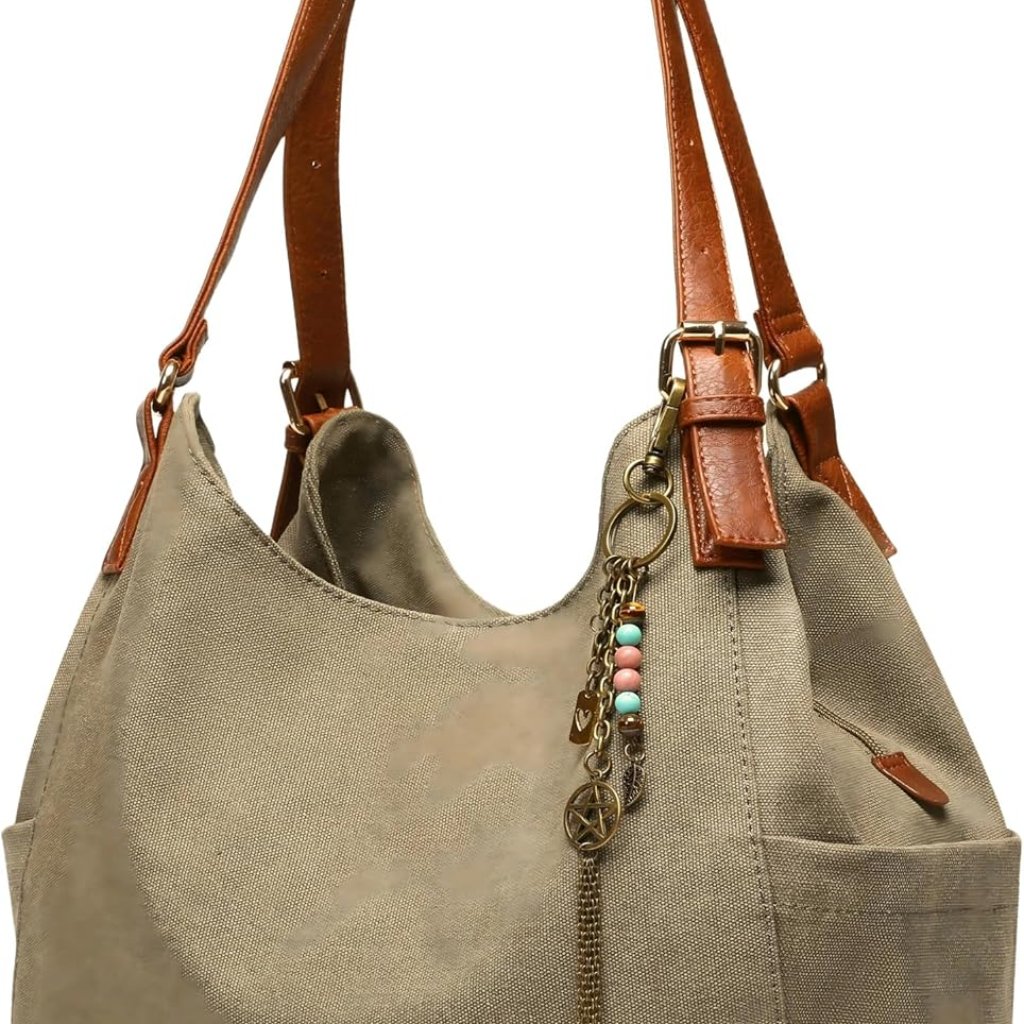 Worldlyda Women Canvas Hobo Purse Tote Shoulder Bag Handbag
